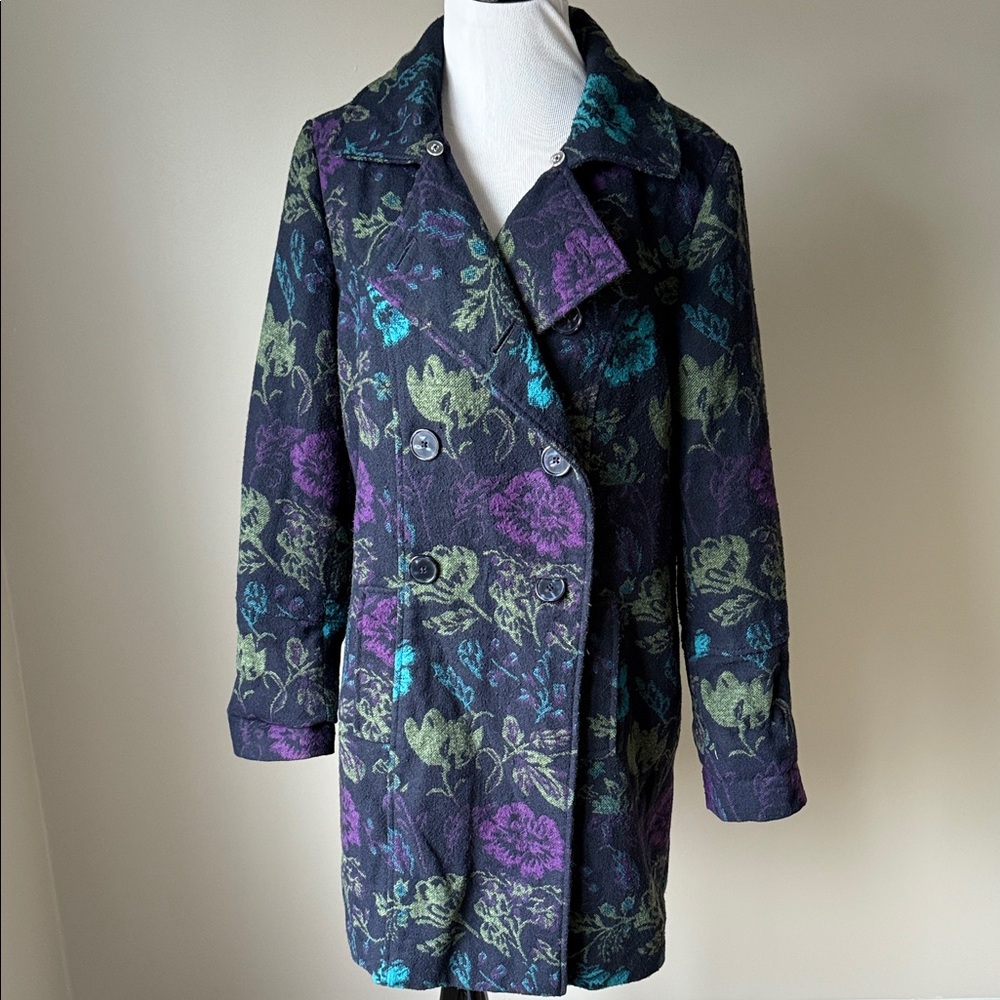 Merona Double Breasted Floral Peacoat